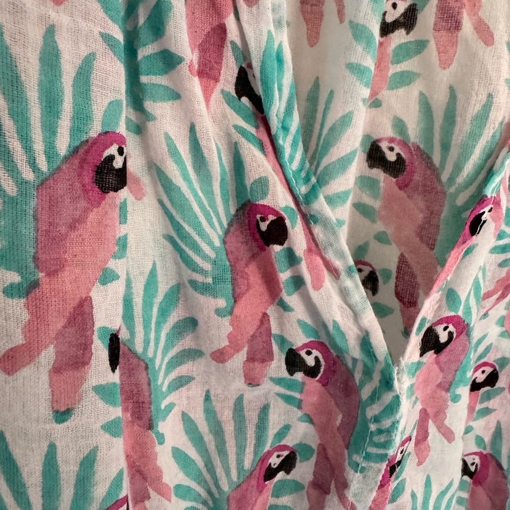 Roller Rabbit Tropical Parrot Print Blouse - Picture 3 of 5